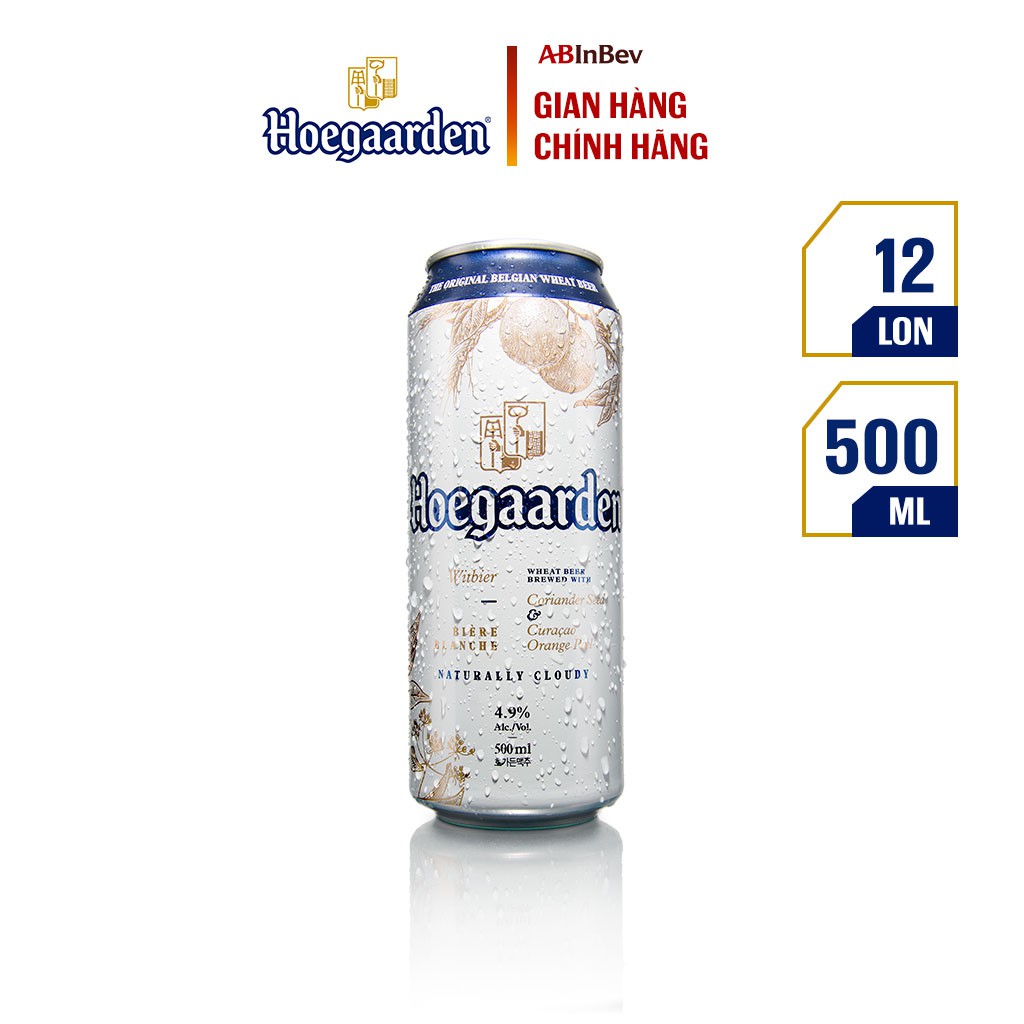 Bia Bỉ Hoegaarden Original lúa mì chính hiệu thùng 12 lon (500ml/lon)