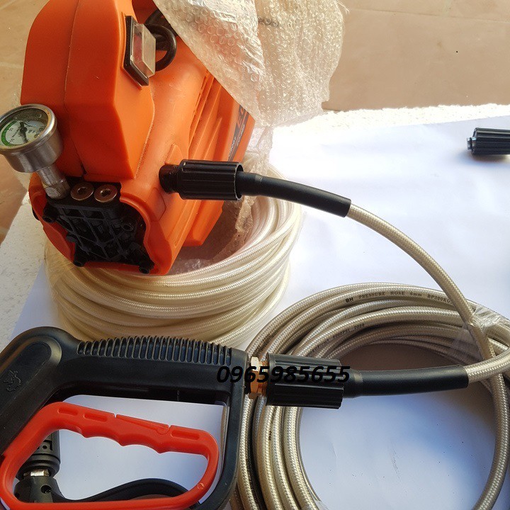 Dây rửa xe cho máy bơm xịt rửa áp lực cao 10M,15M,20M,30M - Ren trong 22mm kèm khớp nối đồng