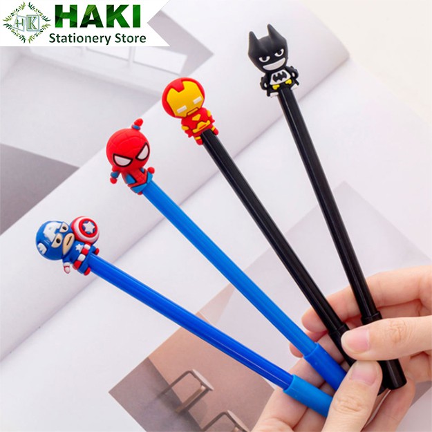 Bút bi cute mực gel siêu anh hùng HAKI, bút bi nước mực đen ngòi 0.5mm nhiều màu dễ thương B16