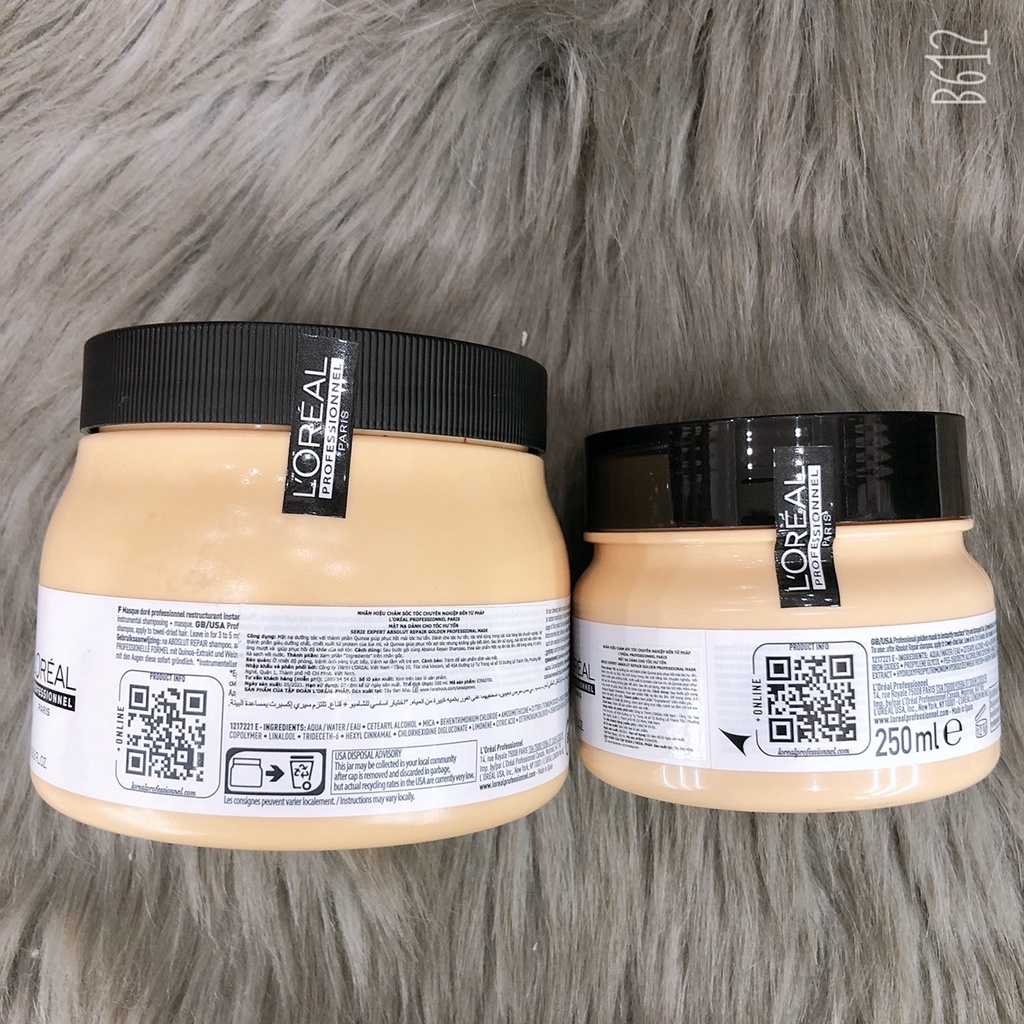 Dầu hấp nhũ vàng dành cho tóc hư tổn GOLD QUINOA REPAIR LOREAL hàng chính hãng