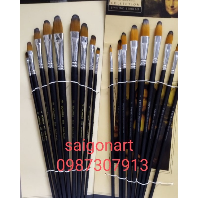 Bộ 9 Cọ VẼ BEMEIJIA 803, TORO GOLDEN SƠN DẦU, ACRYLIC, NƯỚC...