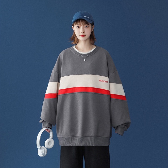 Áo sweater IFNICEFUTURE dáng rộng cỡ lớn phong cách mùa xuân cho nam nữ