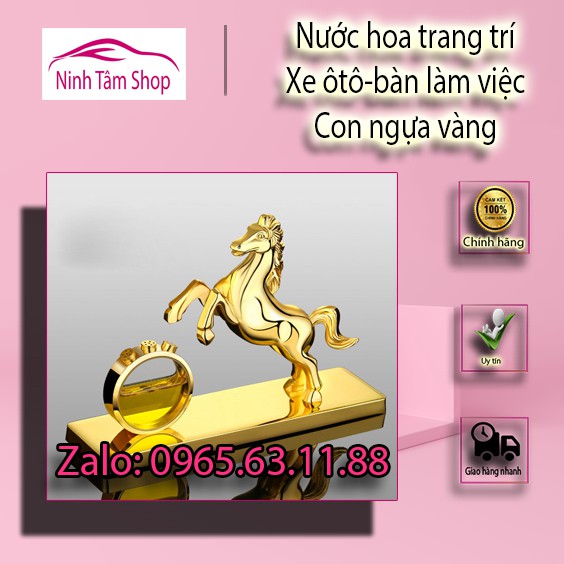 Nước hoa con ngựa vàng trang trí cho ô tô, bàn làm việc