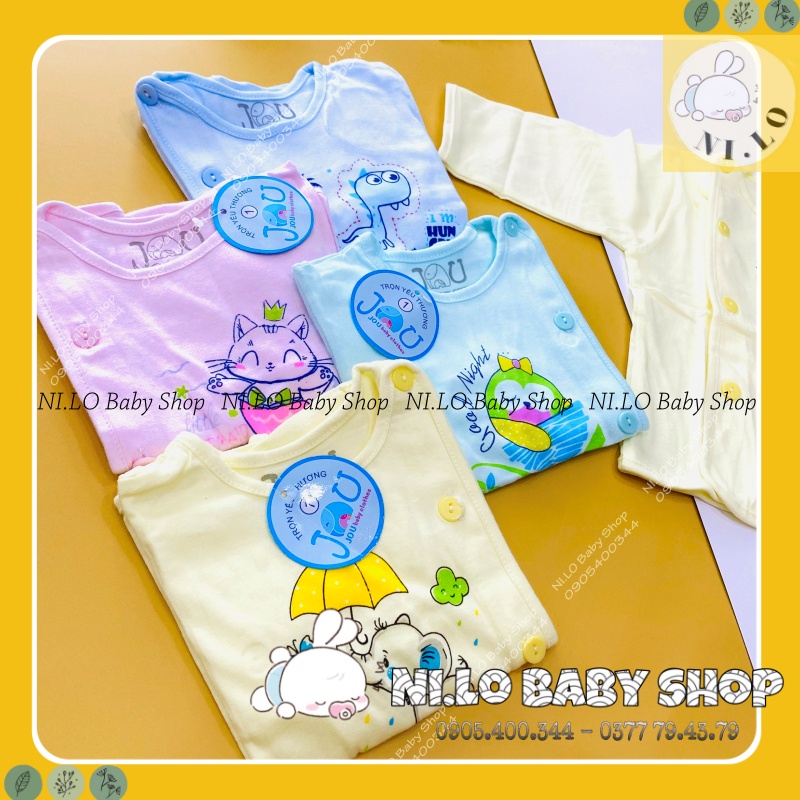 Áo sơ sinh màu, dài tay nút lệch JOU, chất vải cotton 100% cao cấp mềm mịn, thoáng mát {Ảnh thật}