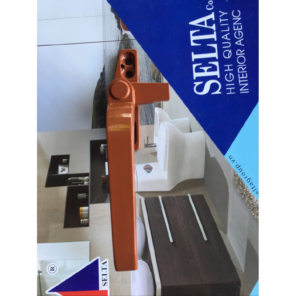 Tay nắm cửa nhôm màu vân gỗ,tay gạt cửa nhôm,tay co cửa nhôm [Shop Hiếu Thu]