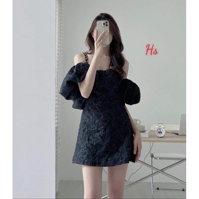 Váy xốp trễ vai tay phồng HS6