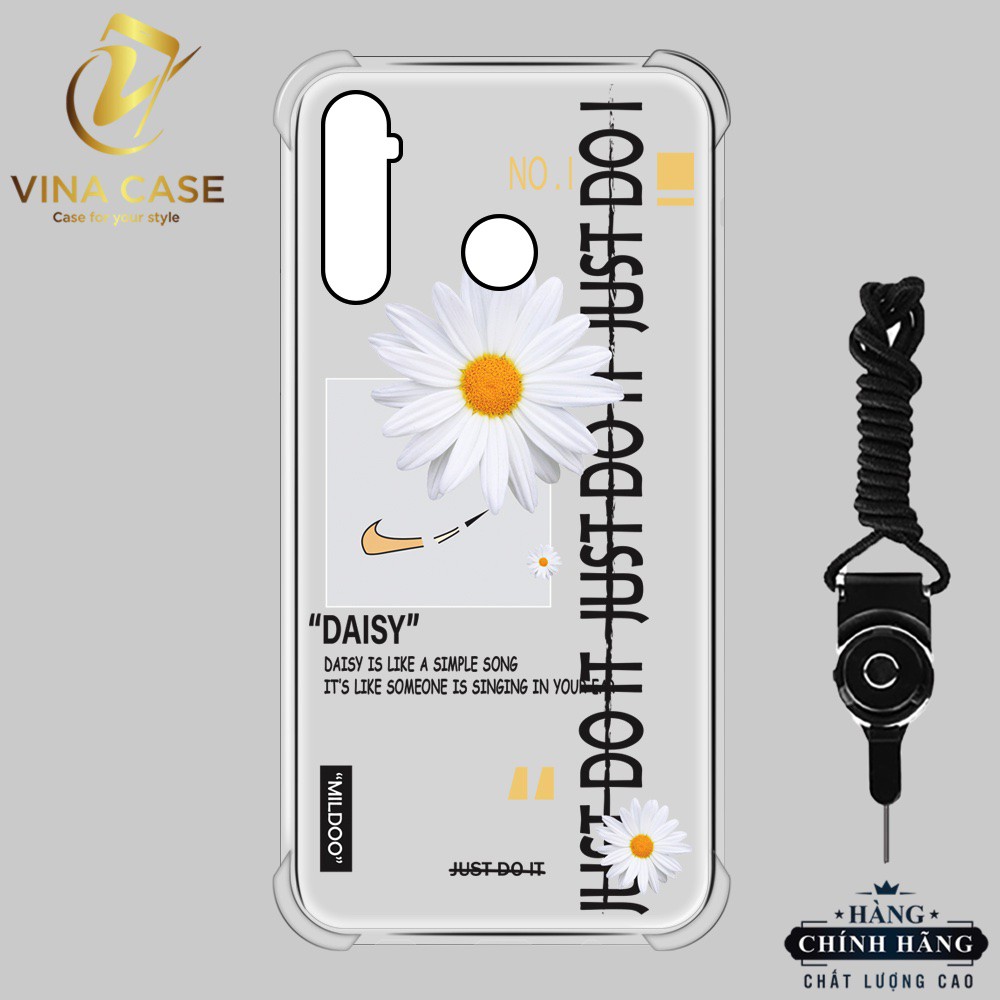 Ốp lưng Realme 5 Pro Hoa Cúc Peaceminusone chống sốc trong(sản phẩm có 6 mẫu)-Tặng kèm dây đeo điện thoại
