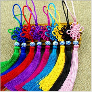 (P131A-5) Dây treo tua rua kết đồng tâm ngọc bội treo xe hơi, trang trí phong thủy màu đẹp