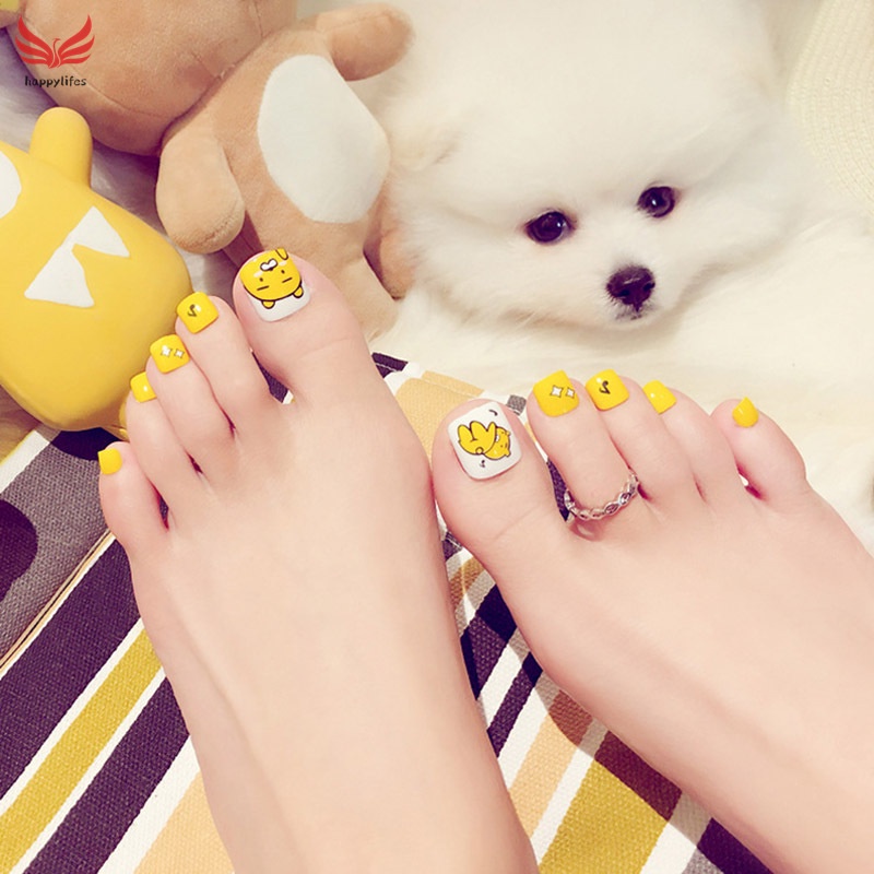 Móng Chân Giả Bằng Acrylic Họa Tiết Hoạt Hình Dễ Thương Bắt Mắt