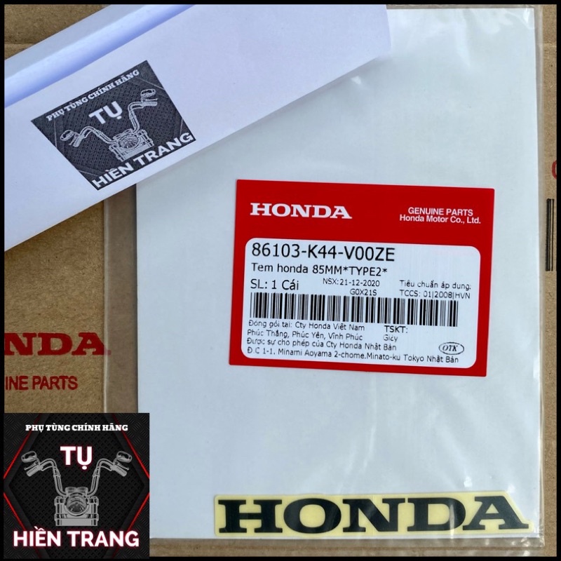 TEM CHỮ HONDA MÀU ĐỎ/ĐEN/BẠC NỀN TRONG 85mm CHÍNH HÃNG HONDA VIỆT NAM