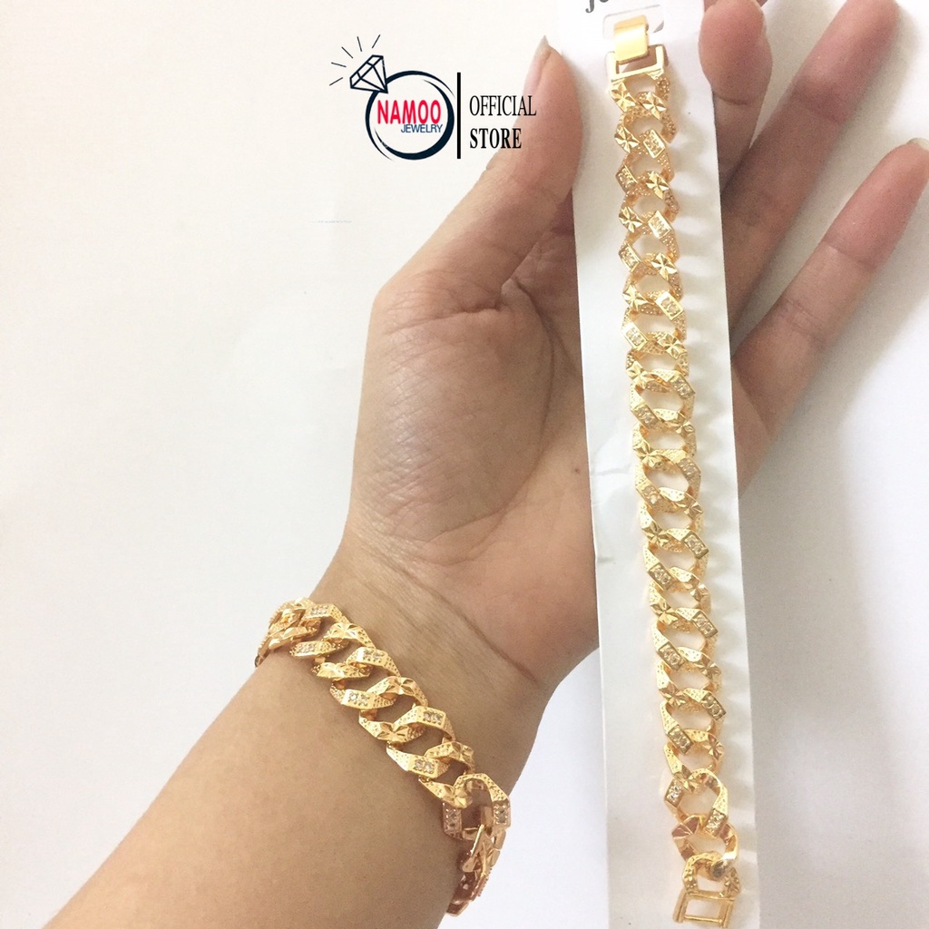 Lắc Tay Xích L679 Đính Đá Mạ Vàng Nữ