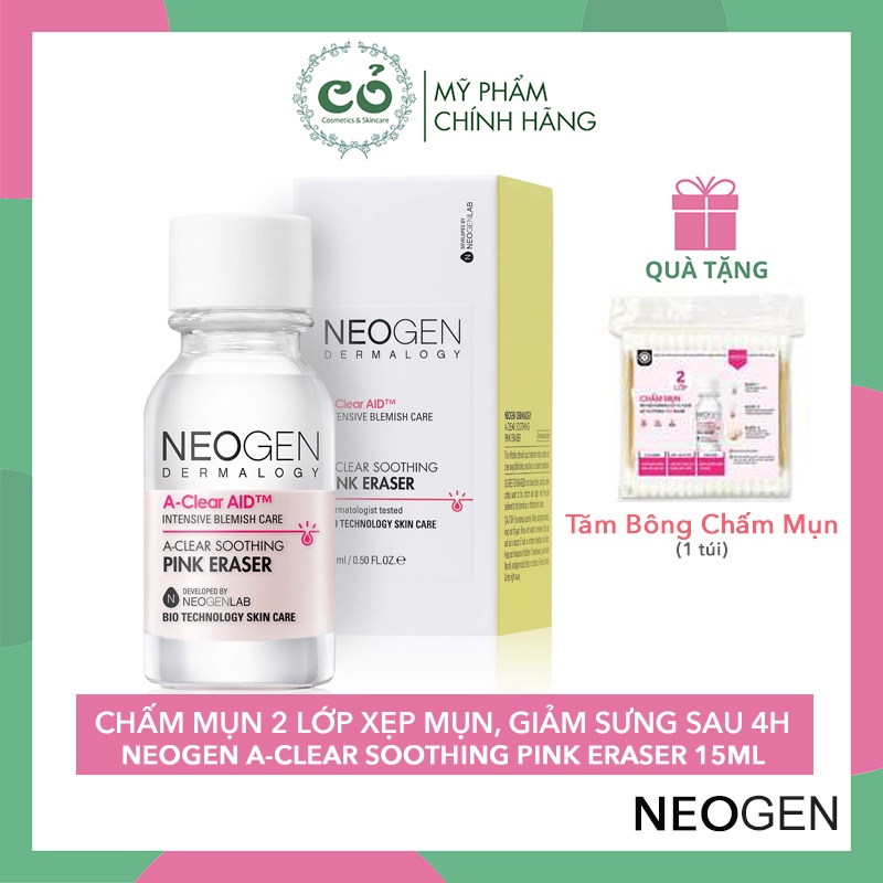Chấm Mụn Hai Lớp Xẹp Mụn Sau 4H Neogen A-clear Soothing Pink Eraser 15ml(Tặng Tăm Bông)