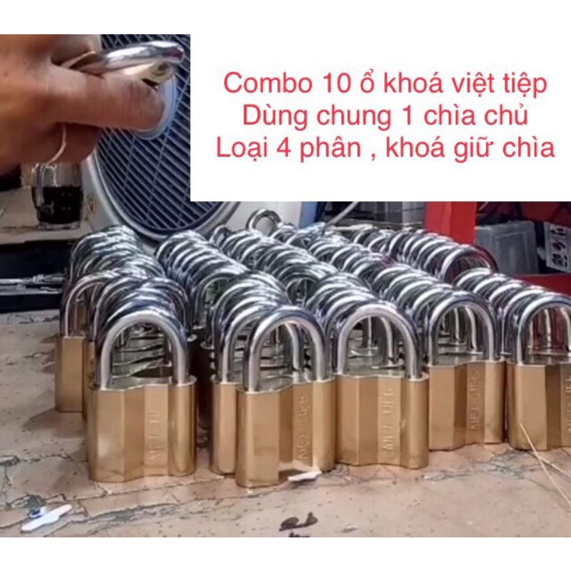 Combo 10 ổ khoá việt tiệp dùng chung 1 chìa chủ