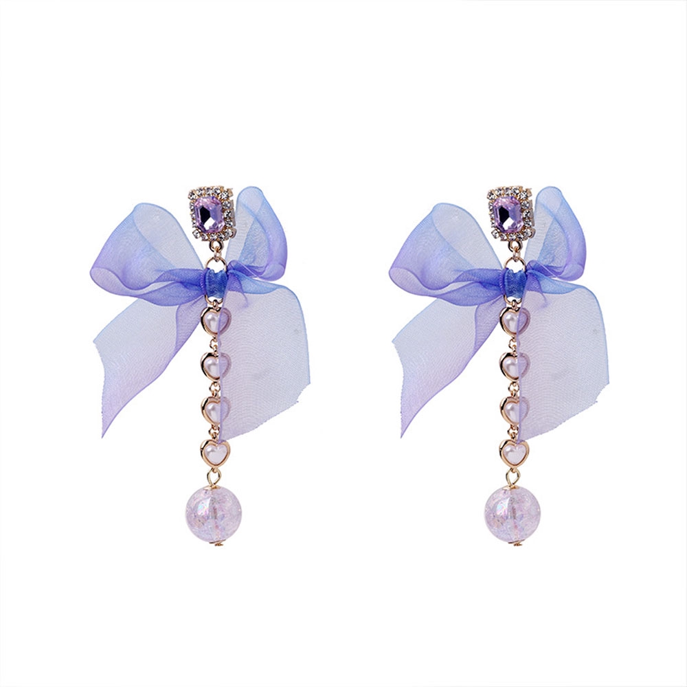 MXGOODS Bow Transparent Ball Pendant Brincos Long Tassel Dangle  Earrings