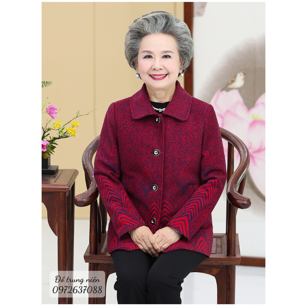Áo Khoác Dạ Cho Người già - Áo Khoác Cho Mẹ Cho Bà Ấm Áp Dạ Sóng