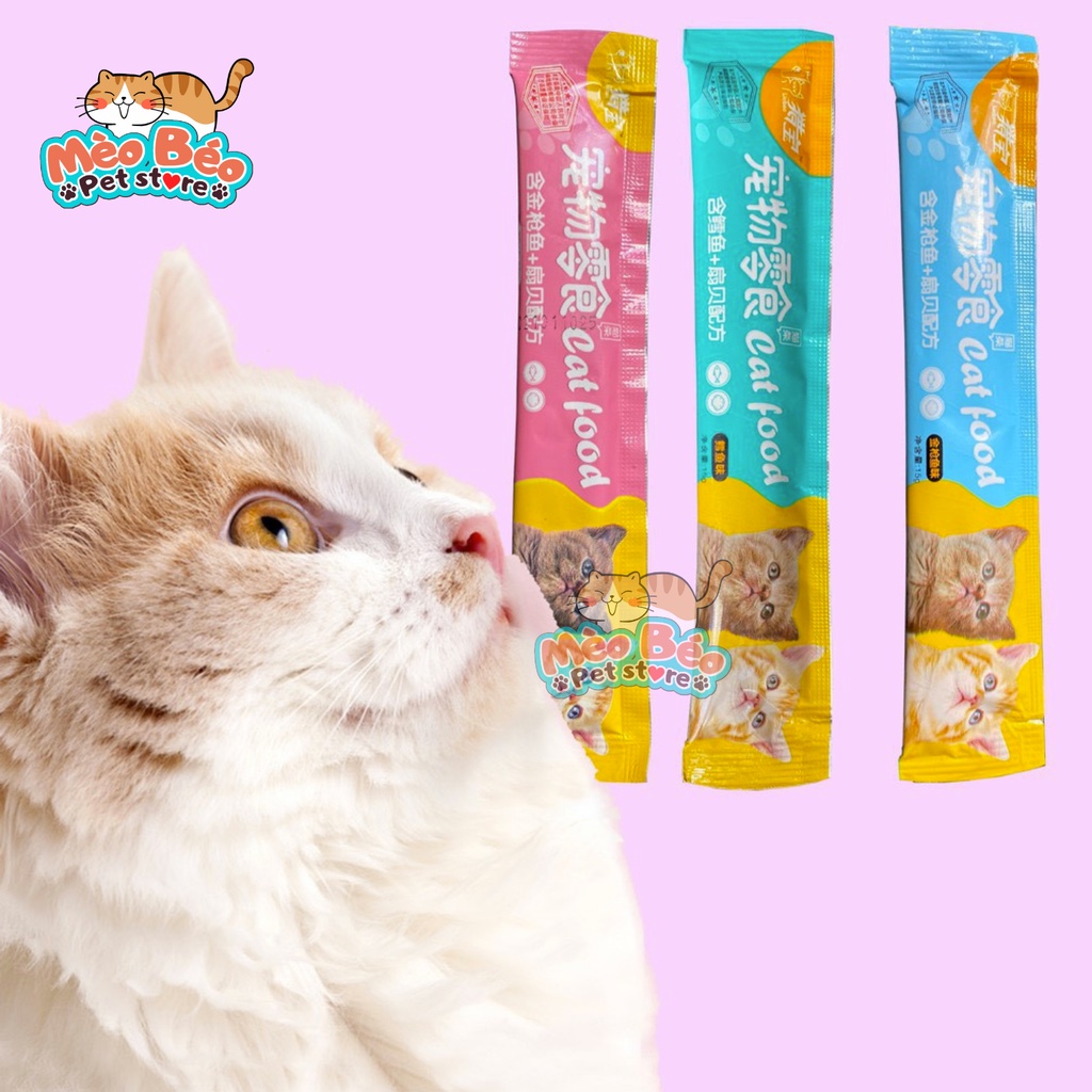 Súp thưởng cho mèo SHIZUKA , CATFOOD thanh 15g - vị cá ngừ, gà, cá tuyết