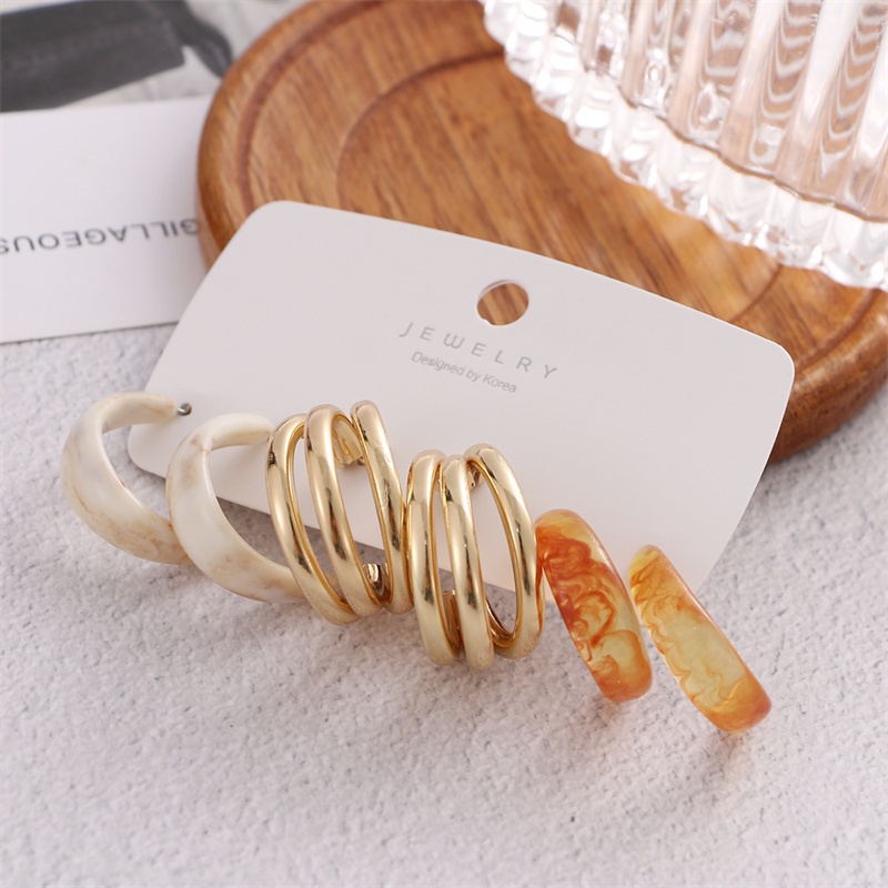 Set 3 đôi khuyên tai nhựa RINHOO màu macaron thời trang cho nam nữ