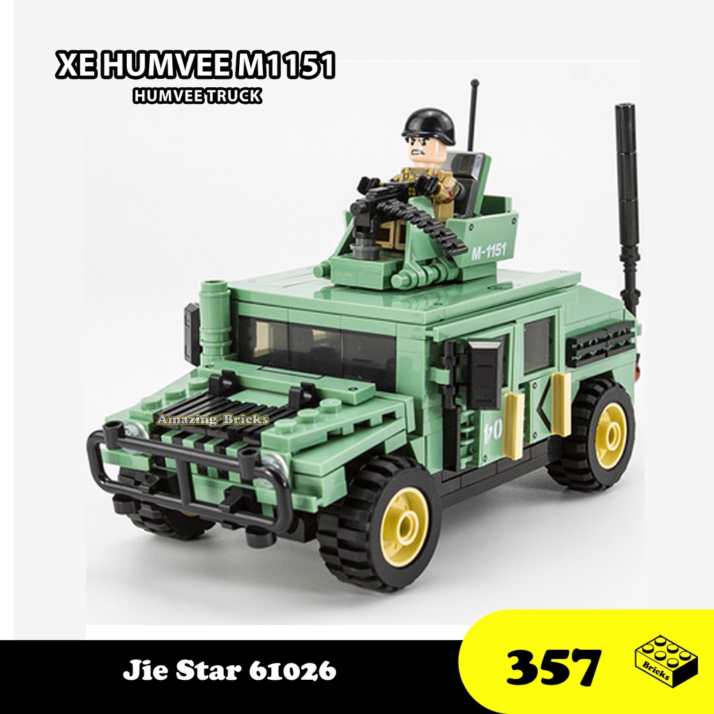 Đồ chơi Lắp ráp Xe Humvee M1151, Jie Star 61026 Jeep Car, Xếp hình thông minh, Mô hình xe quân sự