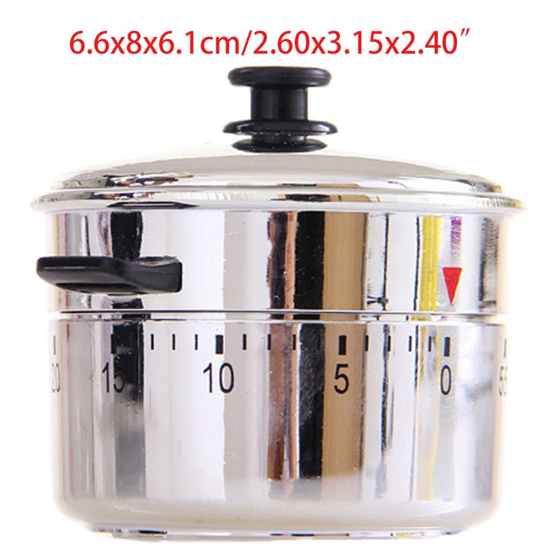 [qxx] Kitchen Timer Bucket Shaped 60 Minutes Kitchen Timer Stainless Steel Mechanical Wind Up Timer Time Pressure Cooker
