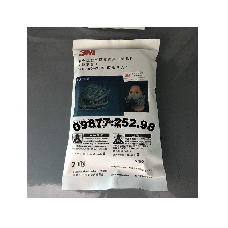 3M 6001CN - PHIN LỌC HỮU CƠ DÙNG CHO MẶT NẠ 3M 6800, 3M 6100, 6200 bảo hộ - SIÊU HOT