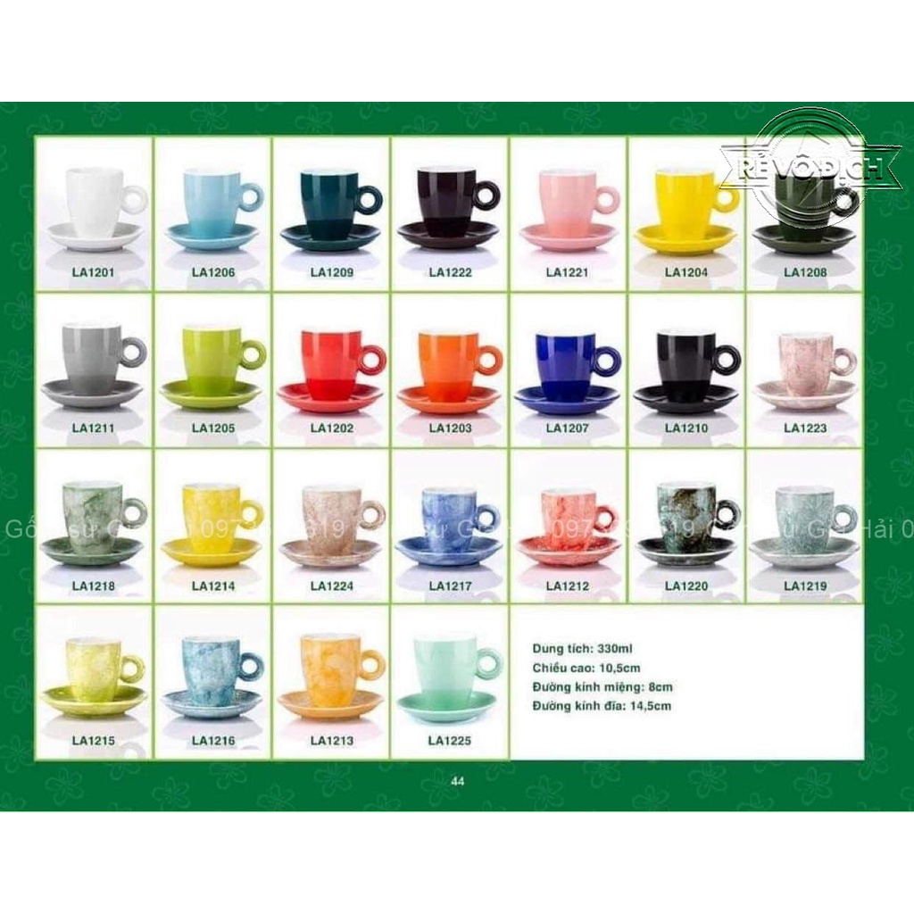 Ly Cà Phê Tách Cafe Latte 330ml Gốm Sứ Bát Tràng Cao Cấp nhiều màu