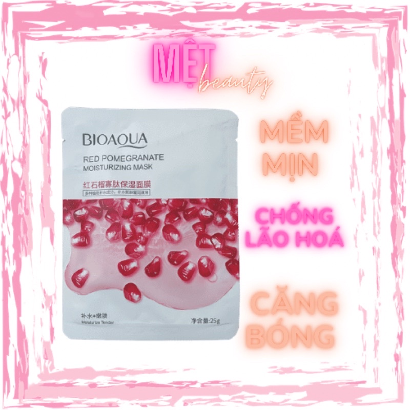 Mặt nạ cao cấp nội địa trung bioqua cấp ẩm, ngừa mụn, mềm mịn, làm trắng da, lựu, nha đam, trà xanh.