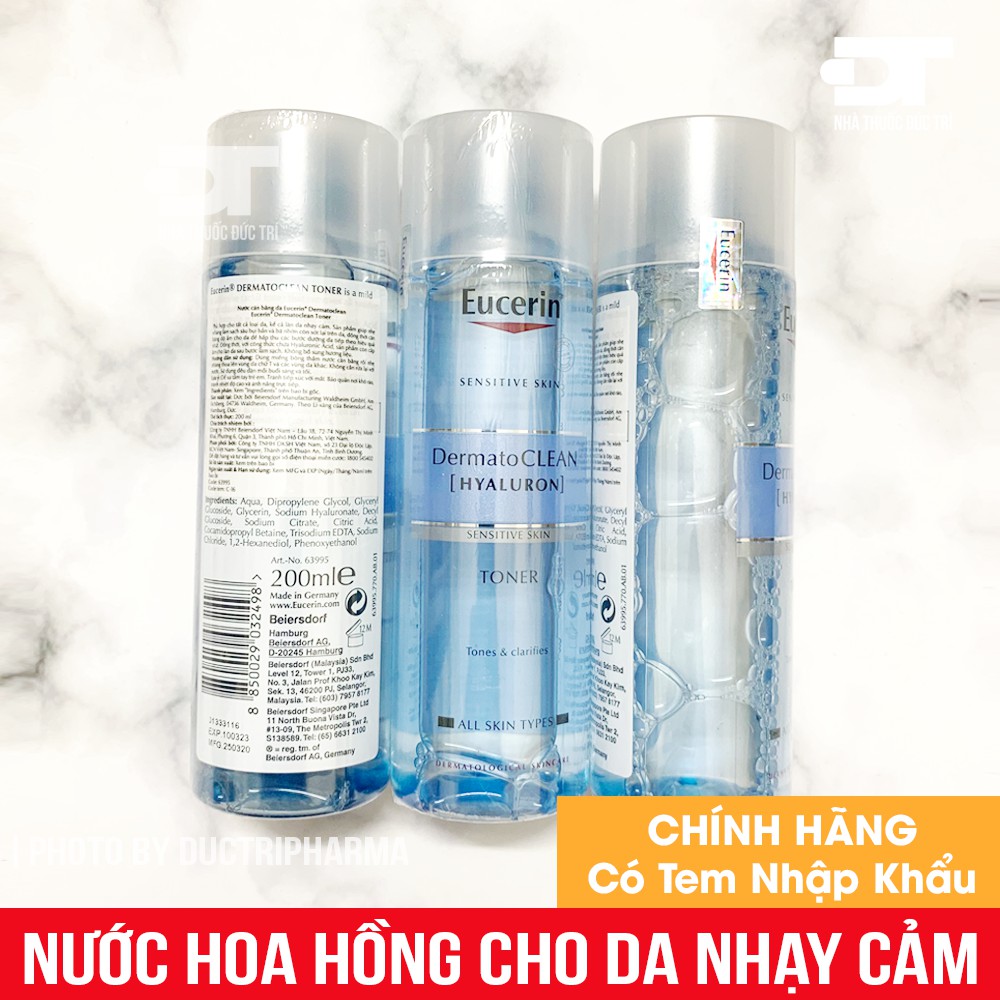 [CHÍNH HÃNG] Nước Hoa Hồng Eucerin Cho Da Nhạy Cảm Eucerin DermatoCLEAN HYALURON Toner Eucerin 200ml