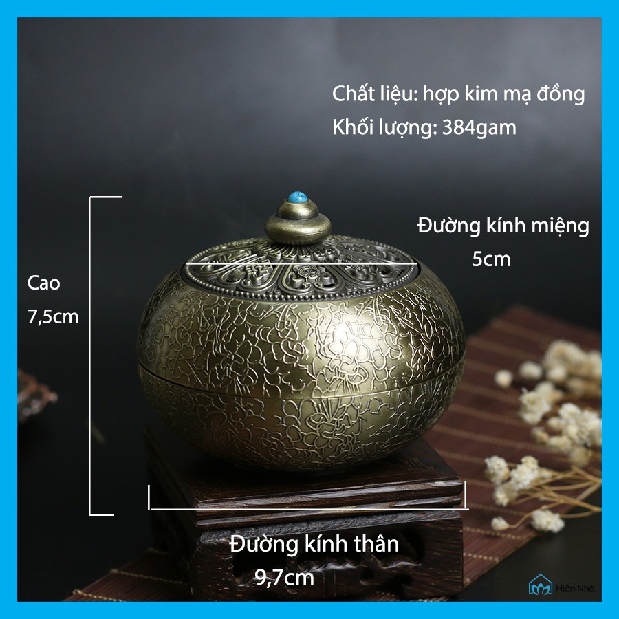 Lư xông trầm hương - Lư hương đốt trầm khắc hình Bát bảo cát tường - Tặng kèm đế cắm nhang - Hiên Nhà | BigBuy360 - bigbuy360.vn