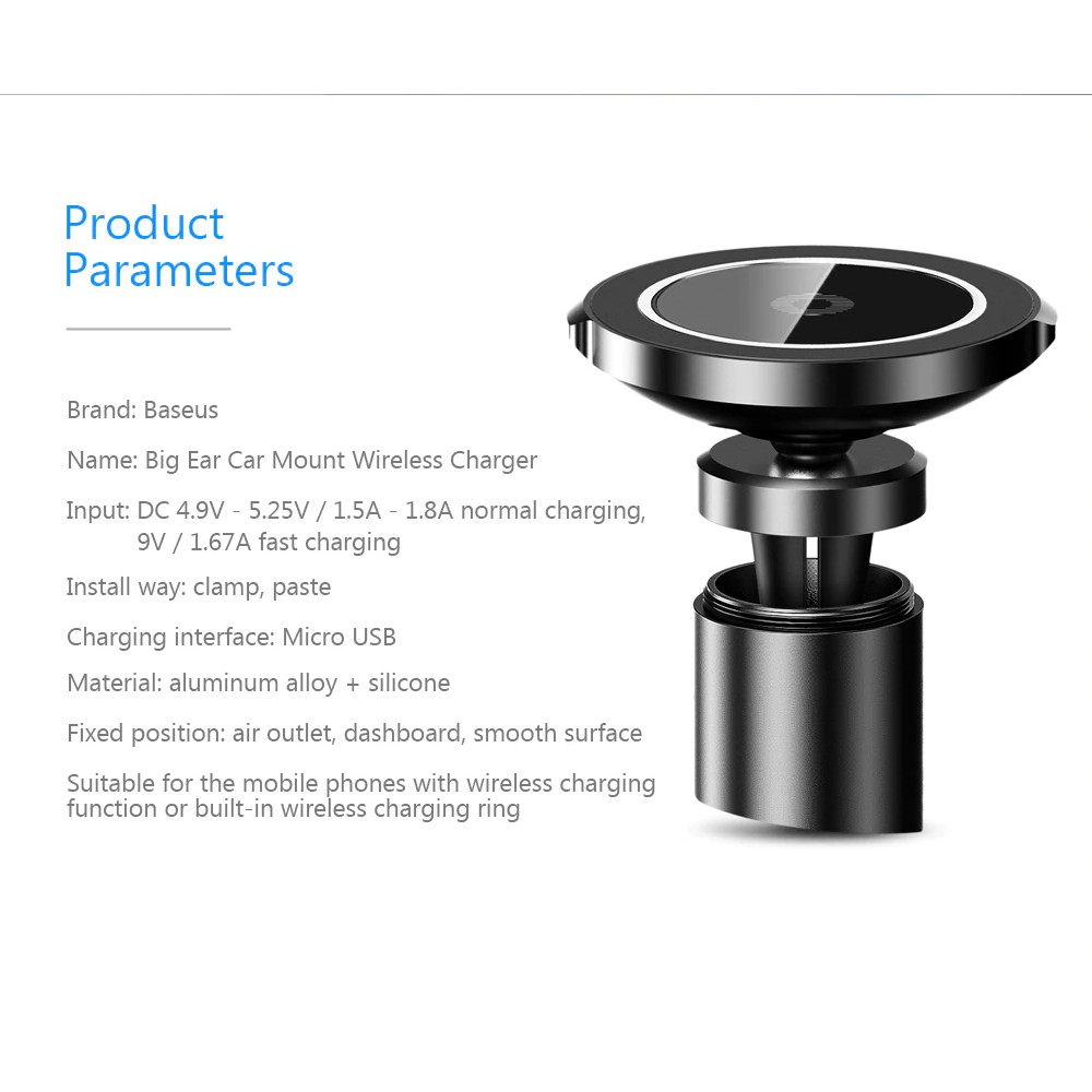 Giá đỡ điện thoại trên xe hơi có nam châm hiệu Baseus không dây cho iPhone Samsung | BigBuy360 - bigbuy360.vn