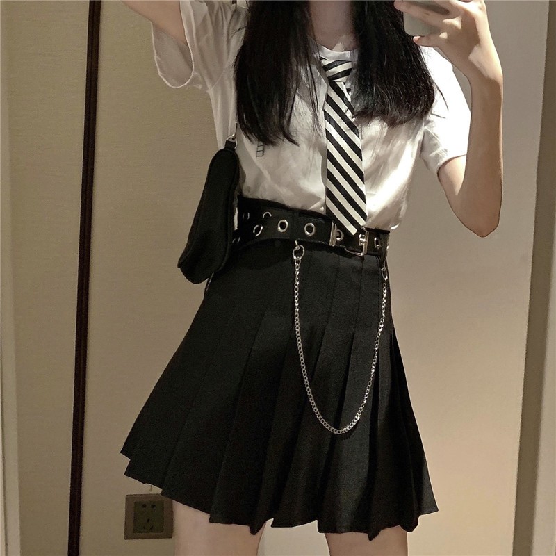 [SẴN] Chân váy xếp ly Ulzzang Quảng Châu VVN18 (kèm dây nịt) | BigBuy360 - bigbuy360.vn