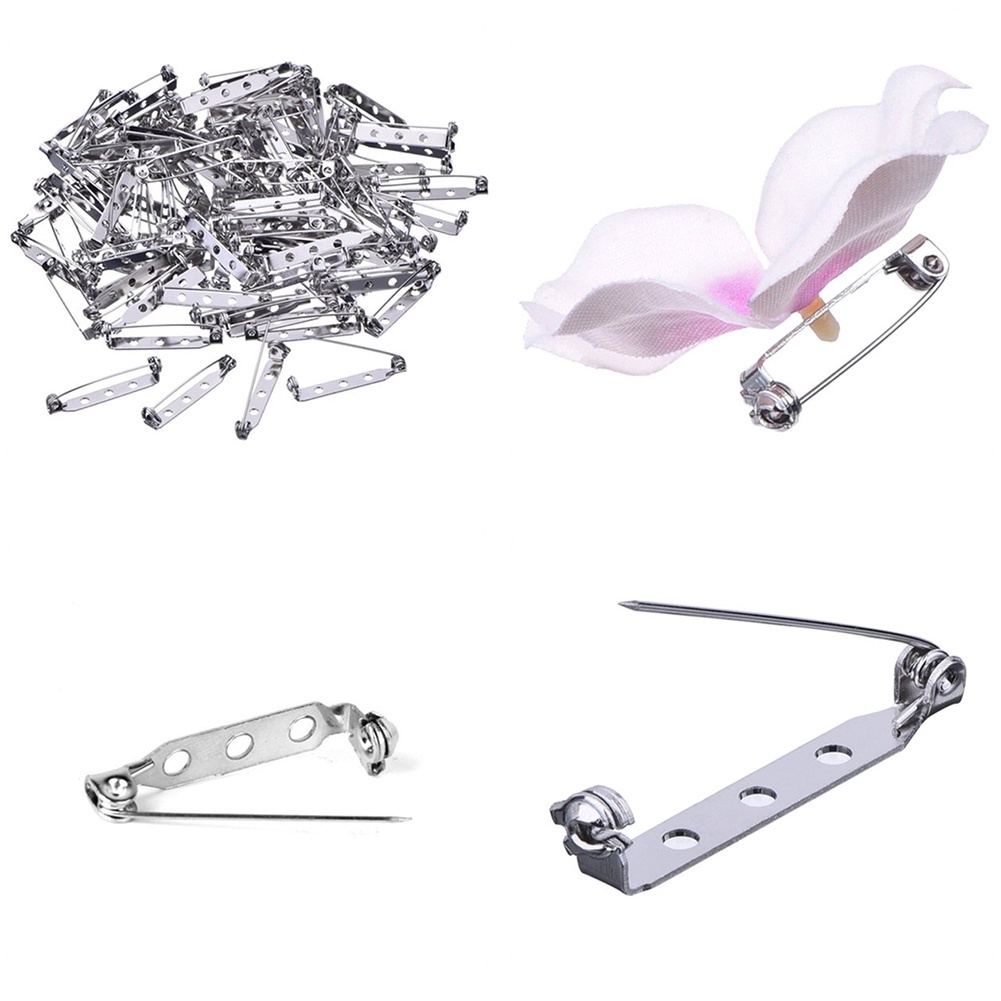 Set 10 Ghim Cài Áo 4 Kích Thước 20 mm 25 mm 32 mm Và 38 mm YR Màu Bạc