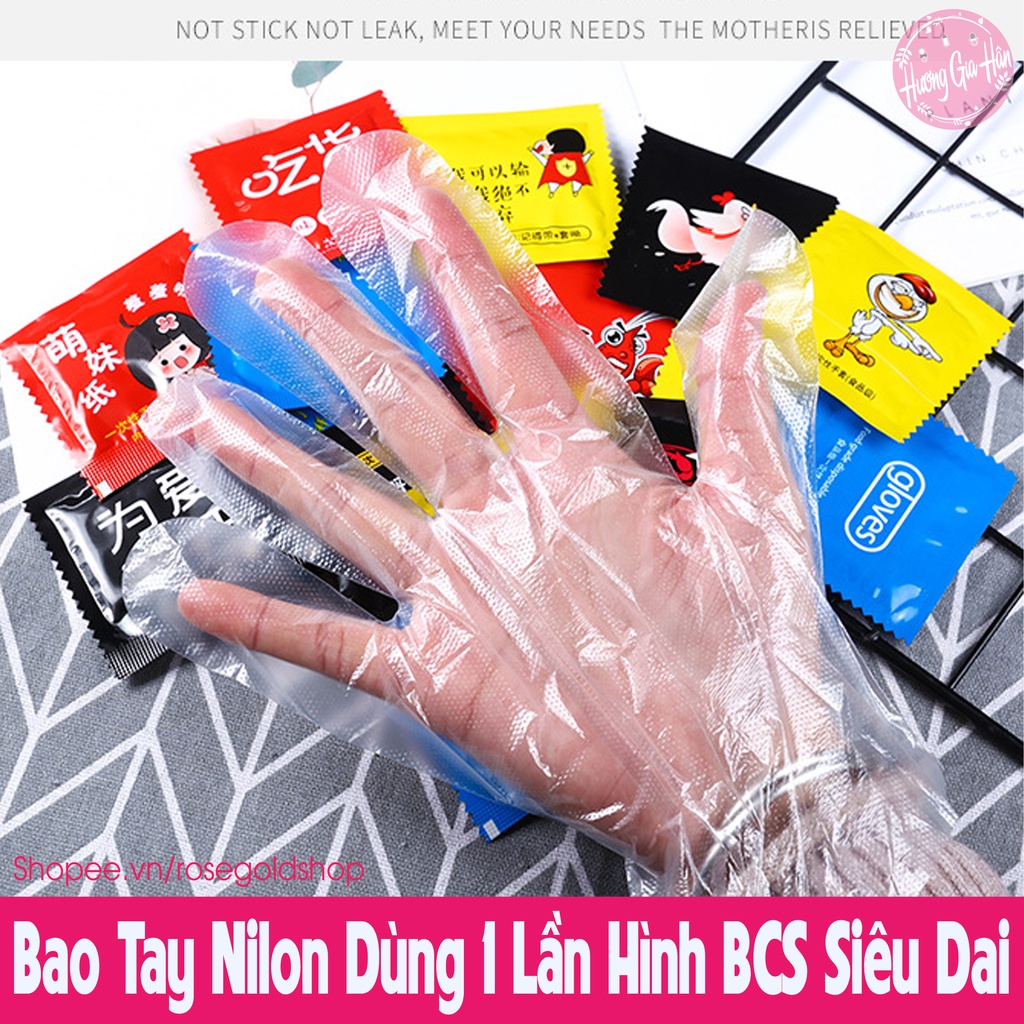 Bao Tay Nilon Dùng 1 Lần Hình Bcs Rất Tiện Lợi Mang Theo, Siêu Dày Dặn Và Dai (2pc/gói)