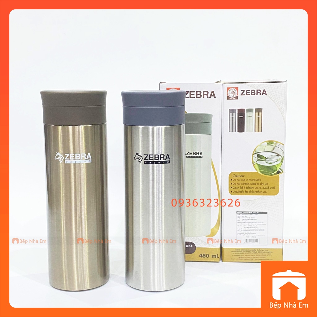 Bình Giữ Nhiệt ZEBRA Eva Có Vỉ Lược 0.45L (Inox 304) - Hàng Nhập Khẩu Thái Lan