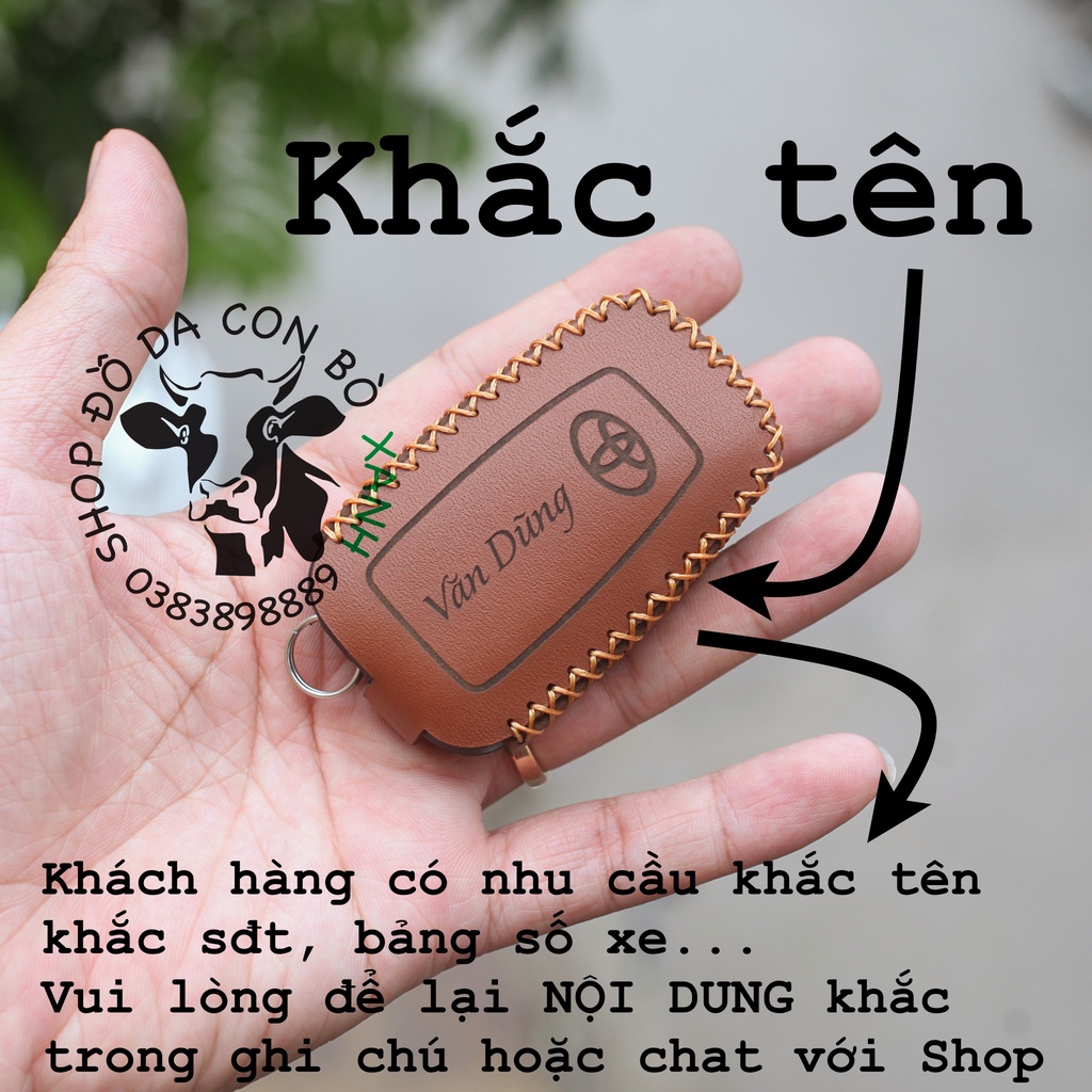 Bao da chìa khoá Toyota Corolla Cross handmade da thật, Corola Cross 010