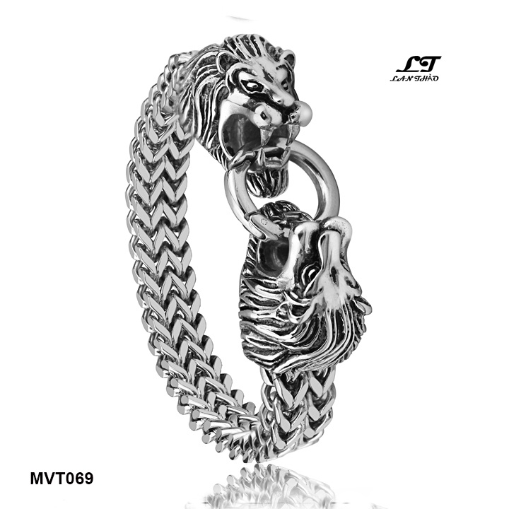Lắc tay inox nam 12li đầu Sư tử cực ngầu ver2 MVT069