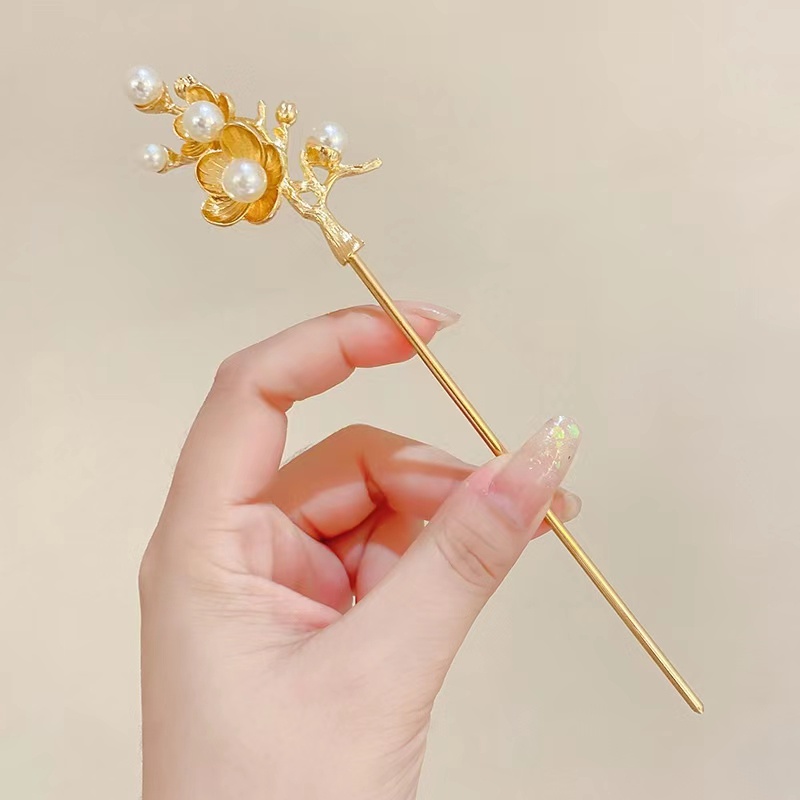 Kẹp Tóc Kim Loại Đính Ngọc Trai Nhân Tạo Thời Trang