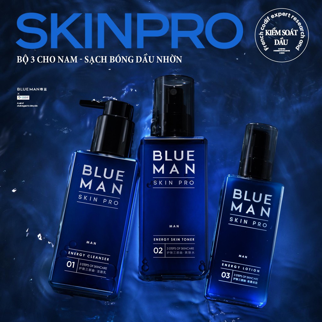 Bộ Sản Phẩm Chăm Sóc Da SKIN PRO BLUEMAN Chống Nhờn Dưỡng Ẩm Tẩy Sạch Da 110mlx1/160mlx2 ZL107