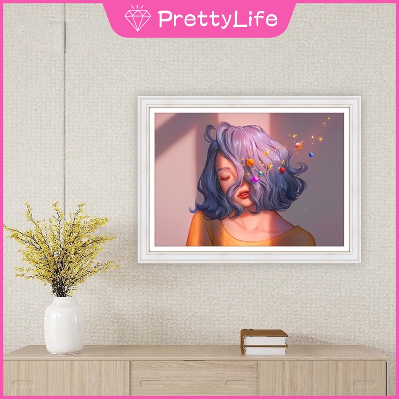 Bộ Tranh Đính Đá 5D Họa Tiết Cô Gái Độc Đáo DIY Dùng Trang Trí Nhà Cửa