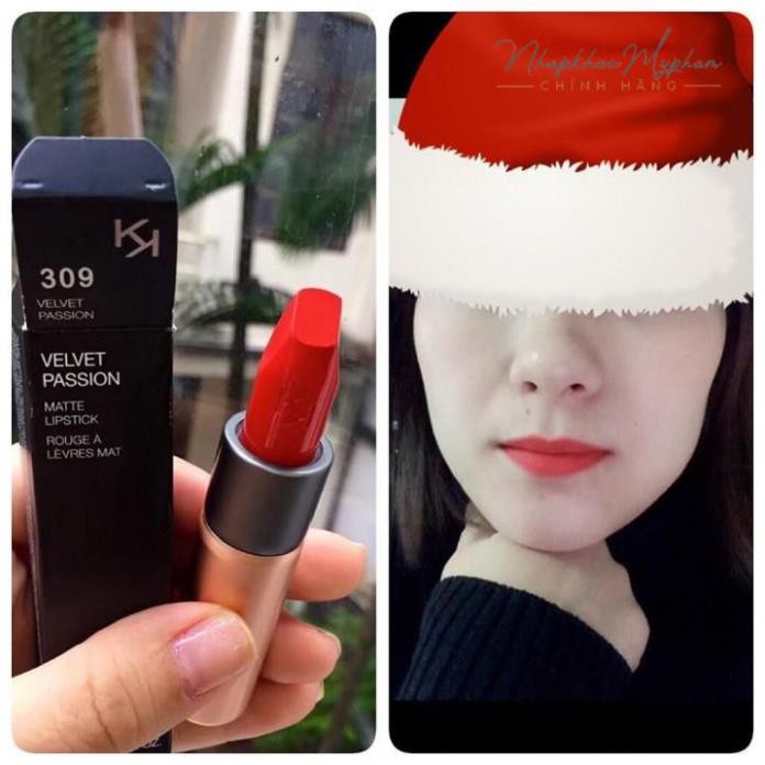 [Auth] Son Kiko 309 Tulip Red Velvet Passion màu đỏ cam