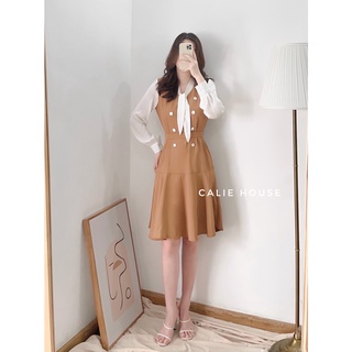 Váy dáng A cổ nơ thanh lịch thời trang thiết kế nữ Calie House V376