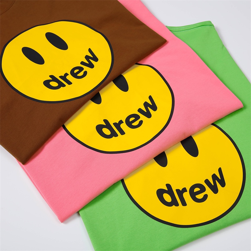 Áo Thun Cotton Ngắn Tay Dáng Rộng In Hình Mặt Cười Dr88w Thời Trang Cho Cặp Đôi