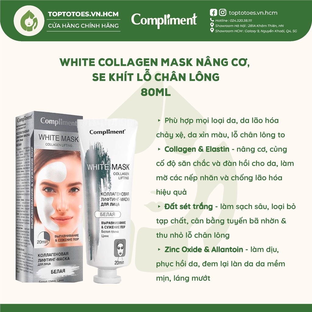 Mặt nạ đất sét Compliment detox da, làm sáng, kiềm dầu, se khít lỗ chân lông 80ml