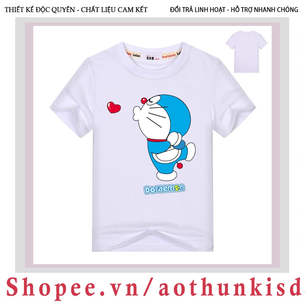 Áo thun cotton ngắn tay hình Doraemon thời trang mùa hè cho trẻ em limited