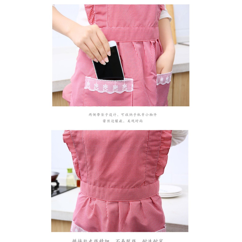 Tạp Dề Kẻ Phối Ren Cách Điệu, Có Túi Đựng Tiền và Điện Thoại, Chống Thấm Nước - Hàng loại  1 | BigBuy360 - bigbuy360.vn