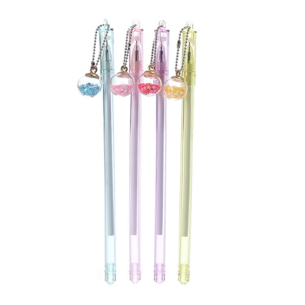 Bút Nước Mực Gel Cute EDUSKU Mặt Dây Chuyền Quả Cầu Pha Lê Điều Ước Dễ Thương