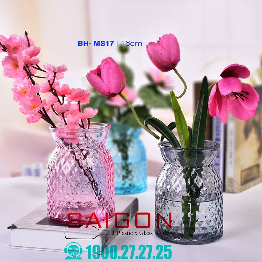 Binh hoa Thủy tinh nhiều màu sắc cao 16 cm | MS17