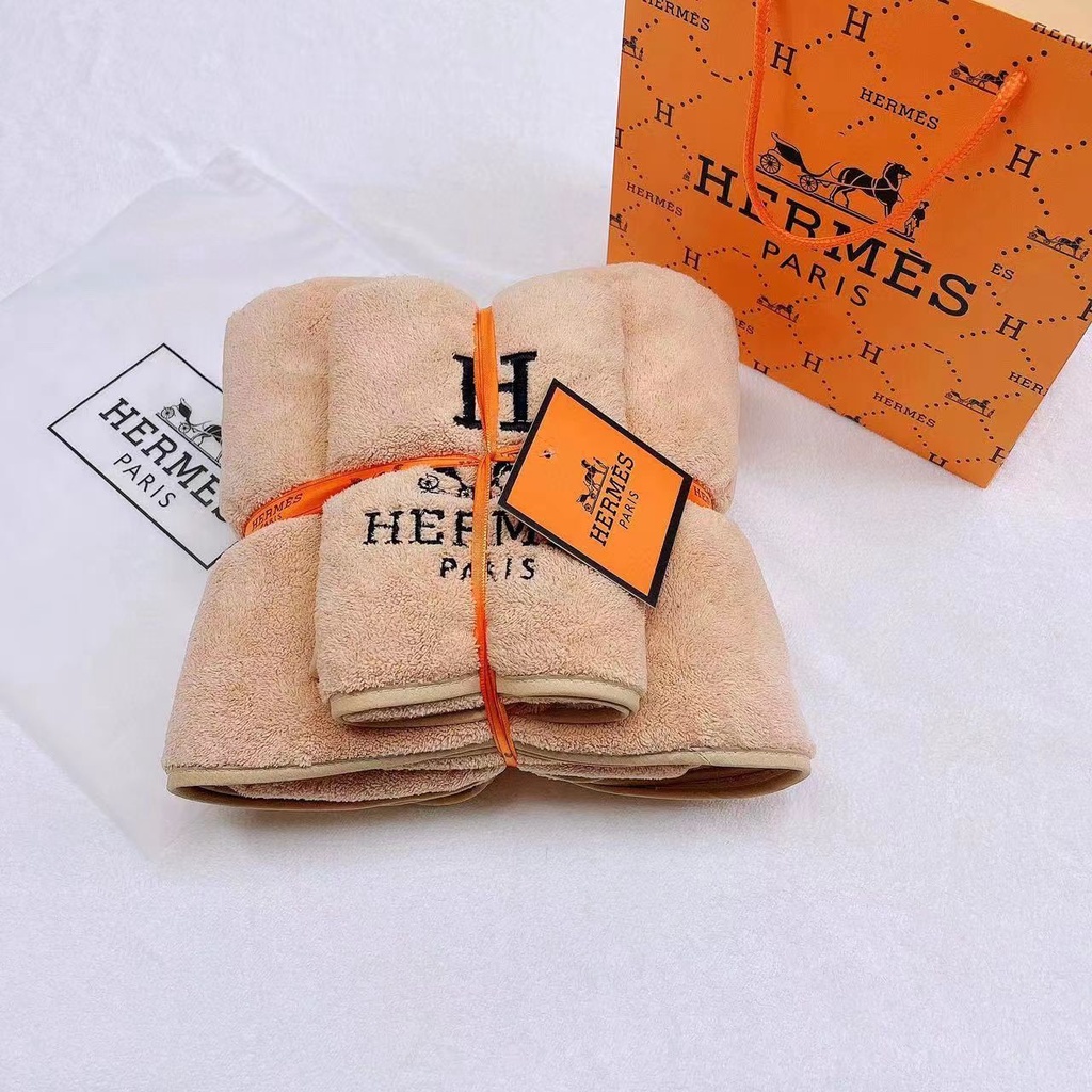 Khăn Tắm Mềm Mại Thấm Hút Tốt + Khăn Lau Mặt Hermes_2 Trong 1