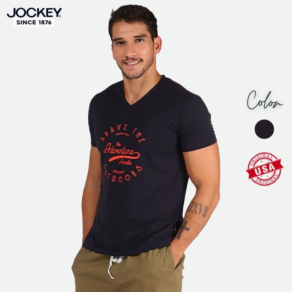 Áo Phông Nam Jockey Thun Cotton Pima Ngắn Tay Màu Xanh Đen Mềm Mại Cao Cấp - JUMT0317