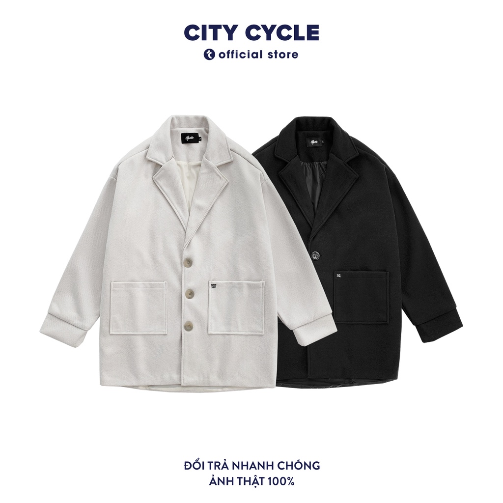 Áo Khoác dạ 1620 City Cycle áo vest dạ dáng dài form rộng unisex Hàn Quốc