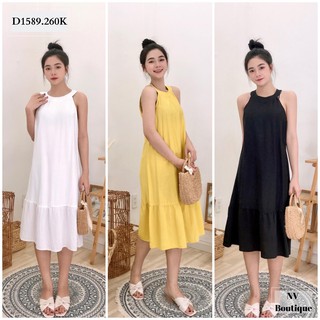 ĐẦM SUÔNG CỔ YẾM MÀU TRƠN - NHATVY D1589